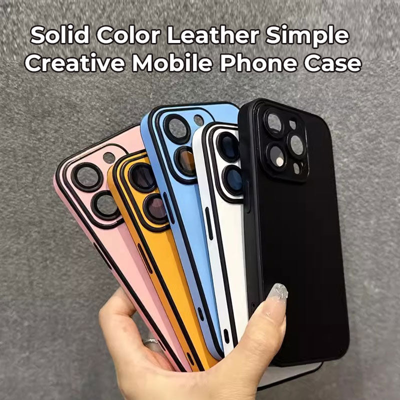 Solid Color Leather Simple Creative Mobile Phone Case